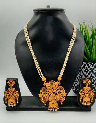 Gold Beaded Temple Jewellery Necklace Sets 1