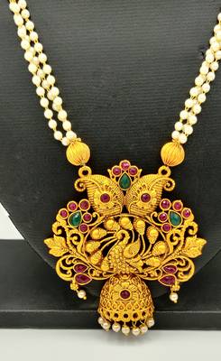 Gold Beaded Temple Jewellery Necklace Sets 4