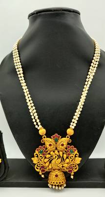 Gold Beaded Temple Jewellery Necklace Sets 5