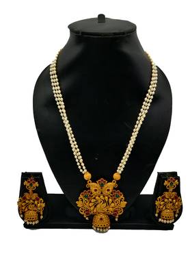 Gold Beaded Temple Jewellery Necklace Sets 6