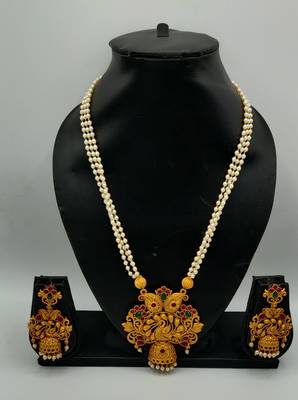 Gold Beaded Temple Jewellery Necklace Sets 7
