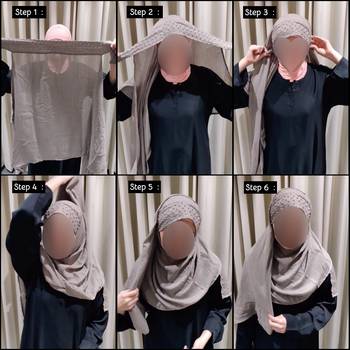 Women Viscose Cotton Instant Moti Patta Pearl Work Scarf Hijab 2