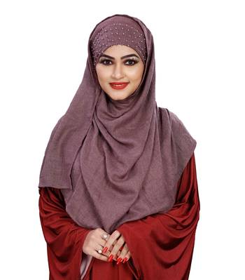 Women Viscose Cotton Instant Moti Patta Pearl Work Scarf Hijab 1