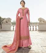Baby Pink Embroidered Tussar Silk Salwar