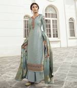 Light Sky Blue Embroidered Tussar Silk Salwar