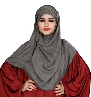 Women Viscose Cotton Instant Moti Patta Pearl Work Scarf Hijab 4