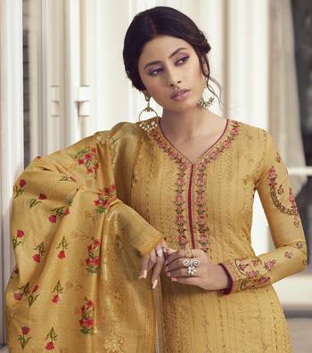 Mustard Embroidered Tussar Silk Salwar 4