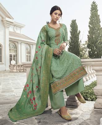 Green Embroidered Tussar Silk Salwar 2