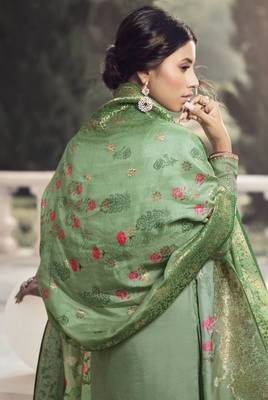 Green Embroidered Tussar Silk Salwar 4