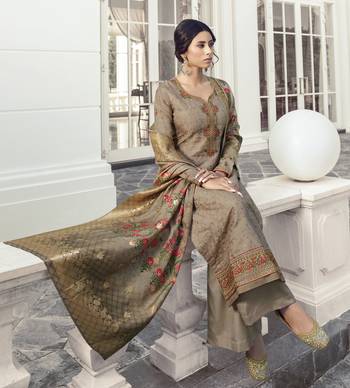 Dark Beige Embroidered Tussar Silk Salwar 2