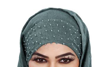 Women Viscose Cotton Pearl Work Scarf Hijab 3