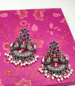 Oxidised Silver-Toned Handcrafted Crescent Shaped Chandbalis