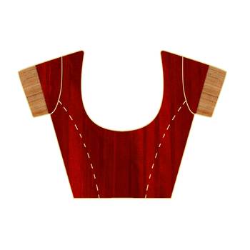 Red printed tussar silk saree with blouse 4