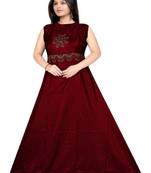 Maroon Diamond Work  Tafeta Satin With Inner Full Stiched Anarkali Gown