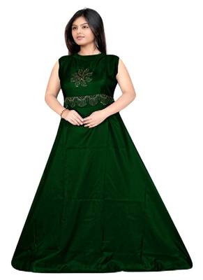 Green Diamond Work  Tafeta Satin With Inner Full Stiched Anarkali Gown 1