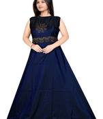 Navy Blue Diamond Work  Tafeta Satin With Inner Full Stiched Anarkali Gown