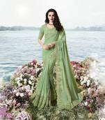 Green Embroidered Viscose Saree
