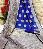 Blue woven banarasi saree with blouse