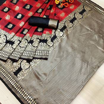 Black woven banarasi saree with blouse 1