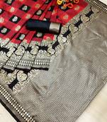 Black woven banarasi saree with blouse