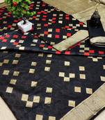 Black woven banarasi saree with blouse