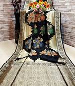 Black woven banarasi saree with blouse