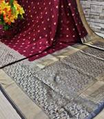 Grey woven banarasi saree with blouse