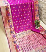 Pink woven banarasi saree with blouse