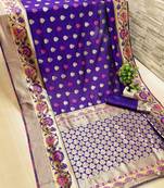 Purple woven banarasi saree with blouse