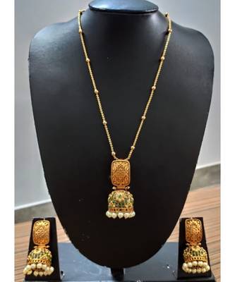 Green Agate Pendent Necklace Set 1