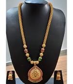 Ruby And Embroled Gold Plated Necklace Set