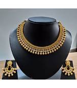 Georgeous Gold Plated Kundans Temple Necklace  Set