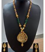 Ruby And Embroled, Kundans Gold Plated Necklace Set