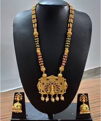 Ruby And Embroled, Peacock Gold Plated Necklace Set 1