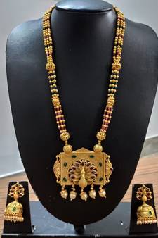 Ruby And Embroled, Peacock Gold Plated Necklace Set