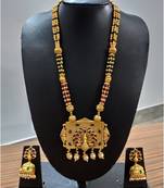Ruby And Embroled, Peacock Gold Plated Necklace Set