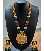 Ruby And Embroled, Kundans Gold Plated Necklace Set