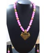 Pink Agate Peacock Necklace Set