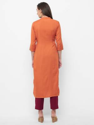 Orange embroidered rayon embroidered-kurtis 2