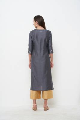 Grey embroidered polyester embroidered-kurtis 2