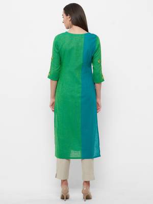 Green embroidered cotton embroidered-kurtis 2