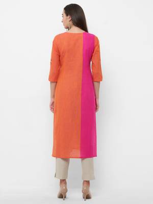 Orange embroidered cotton embroidered-kurtis 2