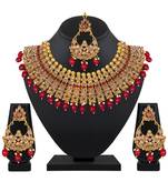 Wedding Wear Kundan Beaded 18 K Gold Plated Bridal Jewellery Choker Necklace Set