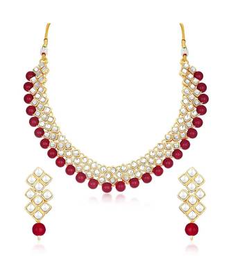 Wedding Wear Kundan Beaded Necklace Set With Mang Tikka 2