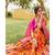 Carrot orange pink zari woven handloom pure silk banarasi saree with blouse