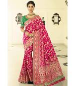 Bridal pink designer banarasi saree with embroidered silk blouse