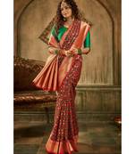 Rosy red zari work banarasi saree with blouse