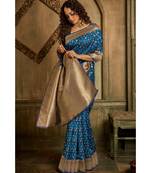 Navy blue zari work banarasi saree with blouse