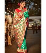 Gorgeous mint green tussar  paithani fusion saree with blouse