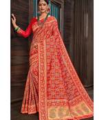 Beautiful red banarasi bandhej fusion saree with blouse